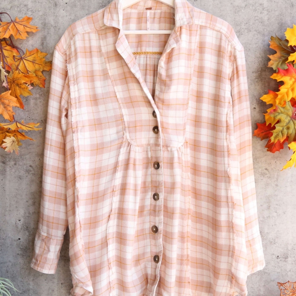 Free People All About The Feels Plaid Top